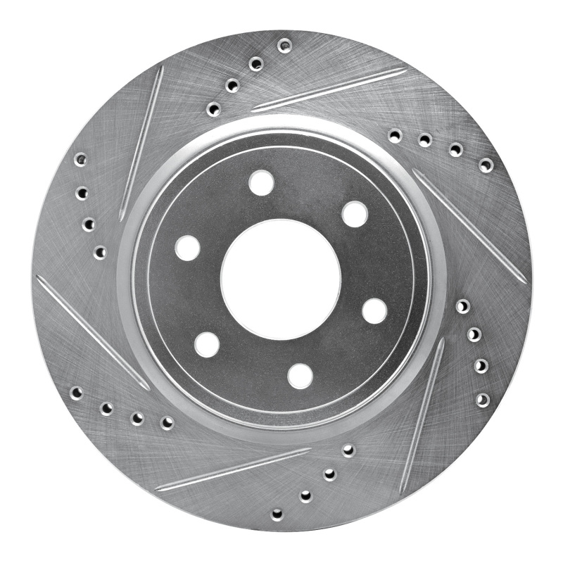 Nissan Frontier Brake Rotor (1) - Front Left - R1 Concepts - Drilled & Slotted - Silver - `05-`25 Nissan Frontier Brake Rotor (1) - Front Left - R1 Concepts - Drilled & Slotted - Silver - `05-`25
